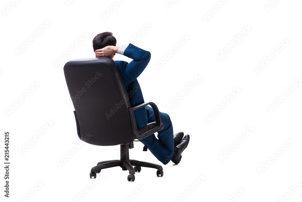 Businessman sitting on chair isolated on white