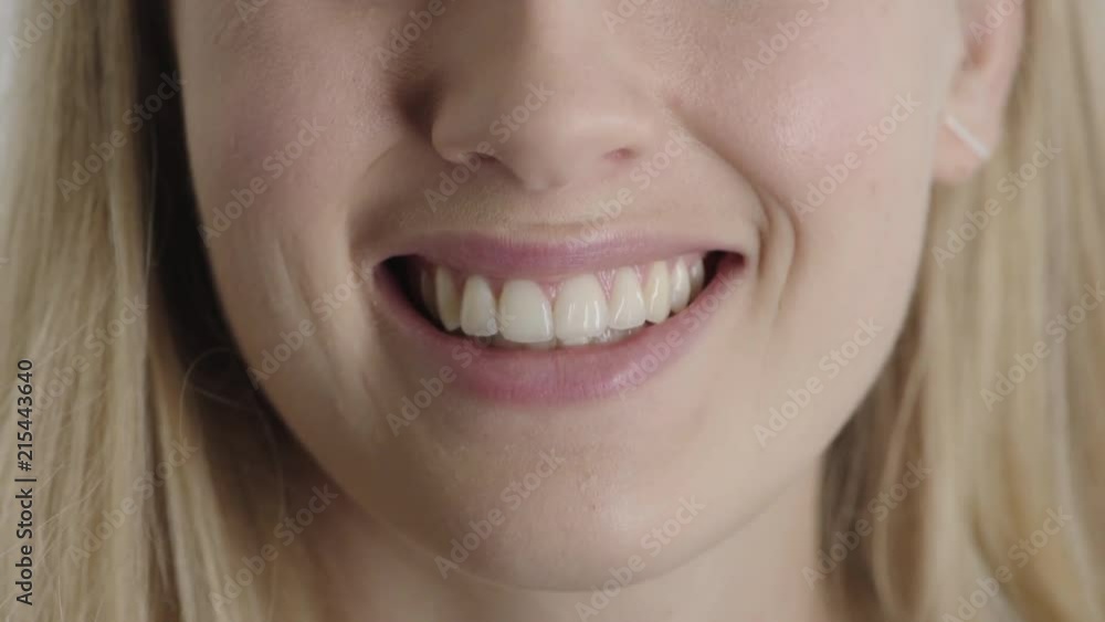 close up woman mouth smiling happy showing healthy white teeth dental health close up woman mouth smiling happy showing healthy white teeth dental health
