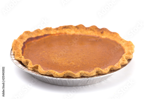 Pumpkin or Sweet Potato Pie on a White Background