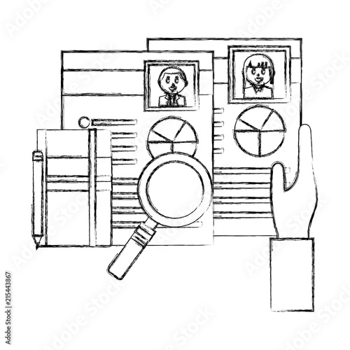 hand with curriculum vitae and objects