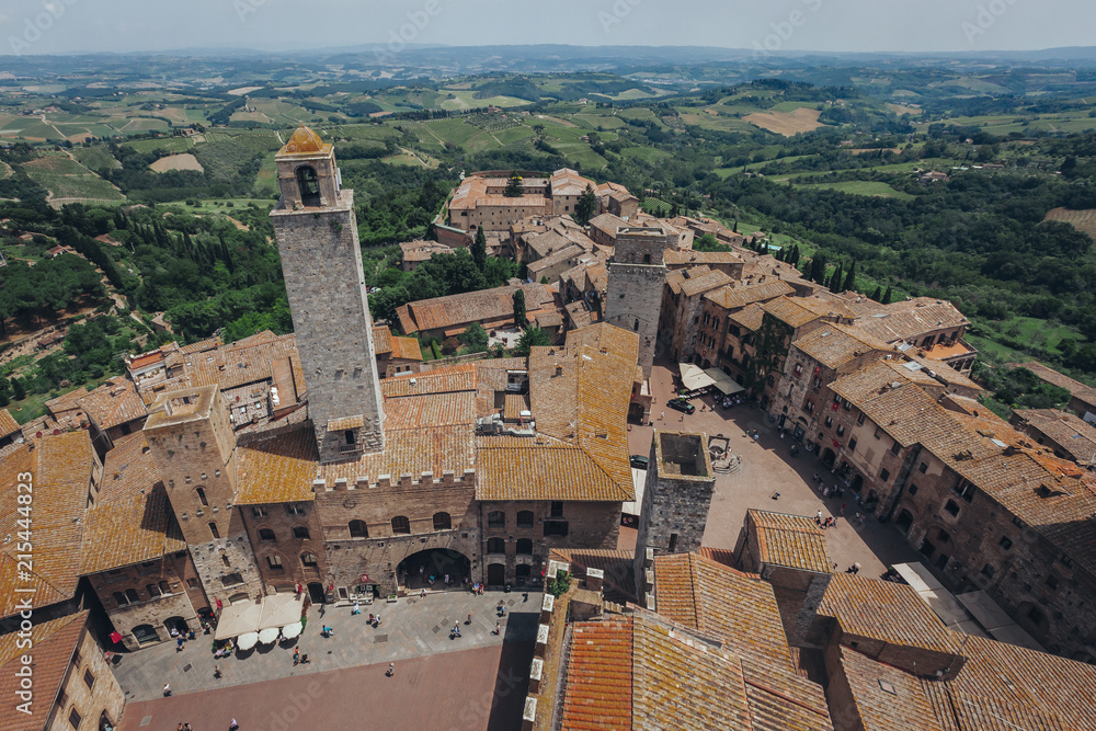 Aerial View of the Town of San Gimignano, Italy