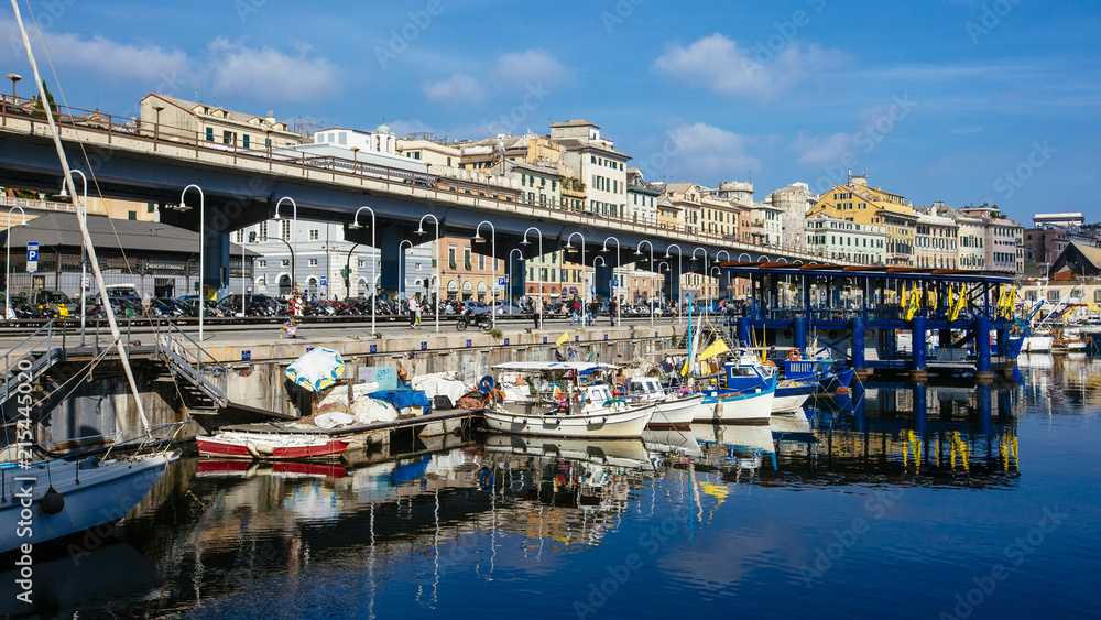 View of the Old Port of Genoa