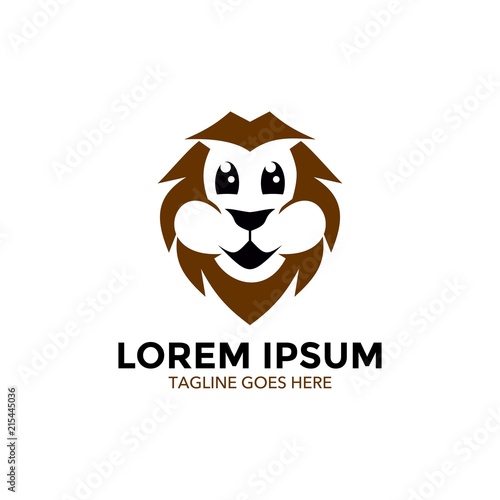 Fototapeta Naklejka Na Ścianę i Meble -  Unique lion logo mascot template. vector. editable. simple shape. minimalist color. memorable