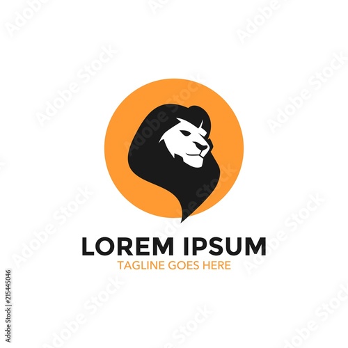 Fototapeta Naklejka Na Ścianę i Meble -  Unique lion logo mascot template. vector. editable. simple shape. minimalist color. memorable