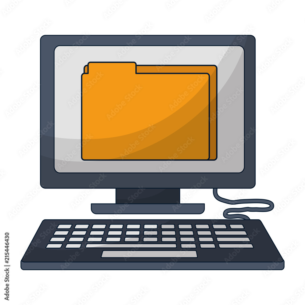 desktop computer with folder isolated icon desktop computer with folder isolated icon