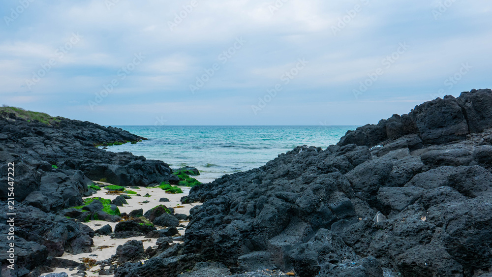 Basalt beach in Jeju island