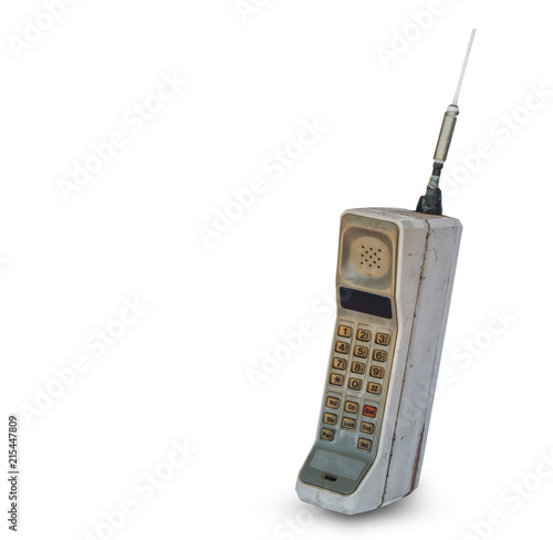 vintage mobile phone isolated on white