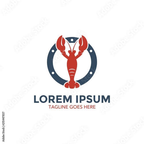 Unique lobster logo template. sea food. vector. editable. simple shape. minimalist color. memorable