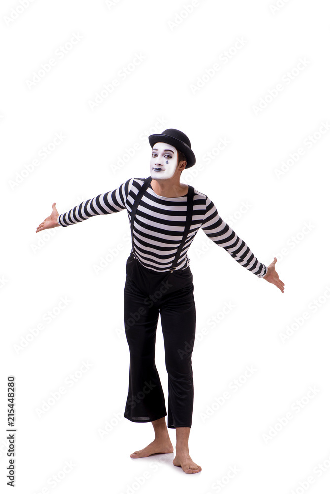 Young mime isolated on white background Young mime isolated on white background