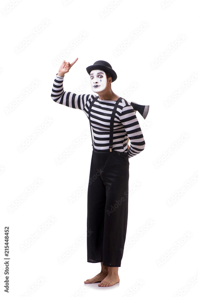 Mime with axe isolated on white background Mime with axe isolated on white background