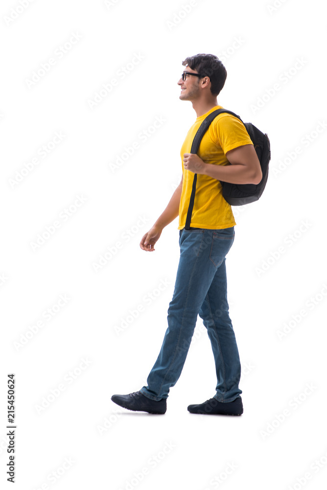 Young student with backpack isolated on white Young student with backpack isolated on white
