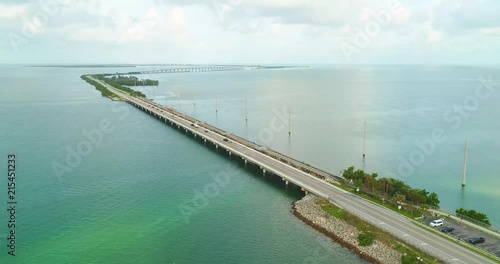 Some aerial footage of a bridge in the Florida Keys. photo