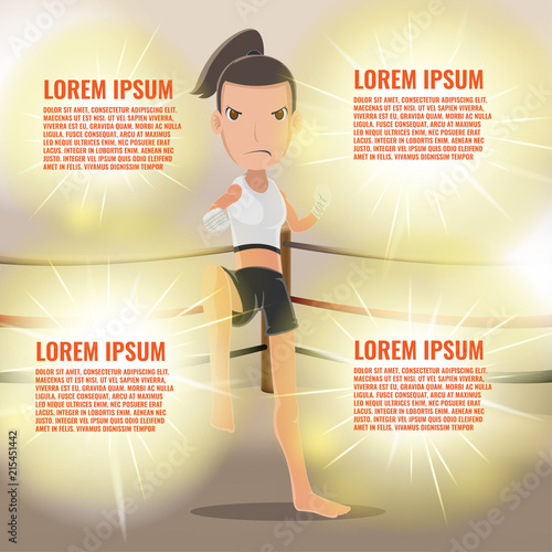 Woman Thai Boxing Action Pose Template Vector