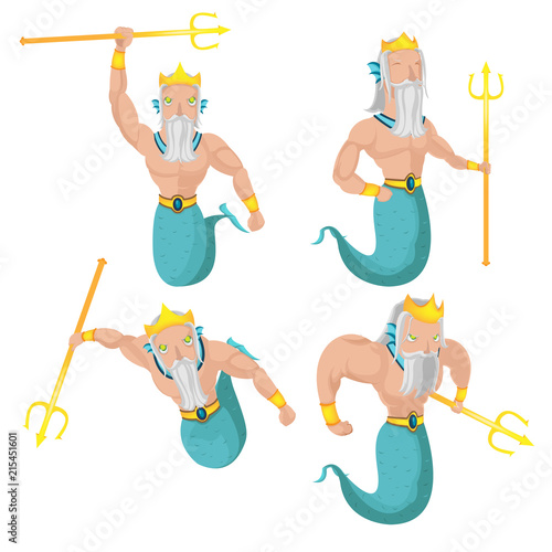 Poseidon Sea God Character illustration Vector