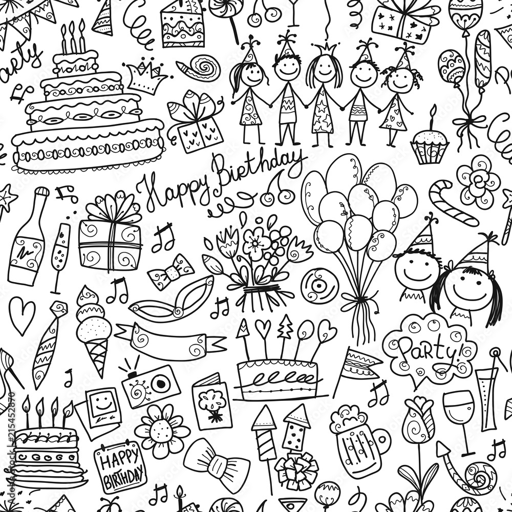 Birthday party, seamless pattern for your design