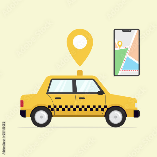 Online taxi service flat, Online taxi service design, online taxi service vector, online taxi service illustration, online taxi service with smart phone flat design vector illustration