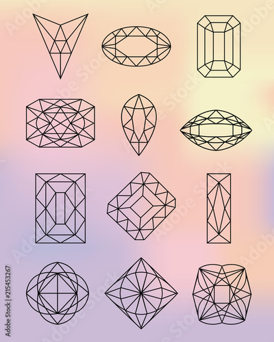 Diamond Shapes On Pastel Colors Background.
