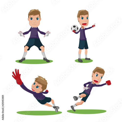 Soccer Goalkeeper Character Pose Set Vector