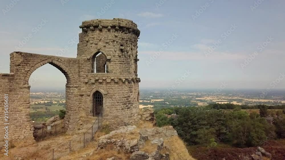 Zooming in shot of Mow Cop Castle ruins Zooming in shot of Mow Cop Castle ruins