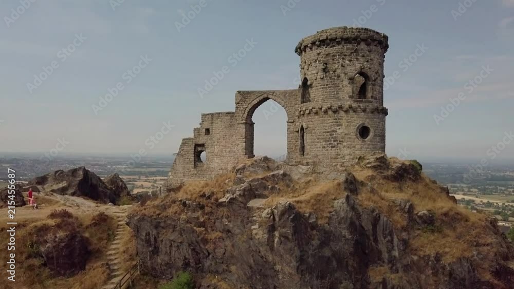 Mow Cop Castle partial orbit & long reveal shot of the countryside. Mow Cop Castle partial orbit & long reveal shot of the countryside.
