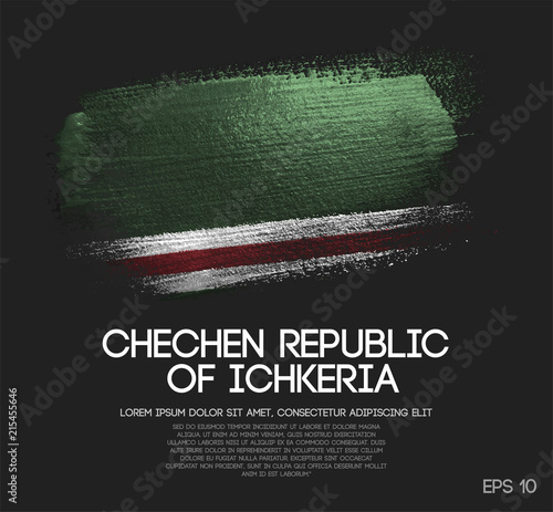 Chechen Republic of Ichkeria Flag Made of Glitter Sparkle Brush Paint Vector