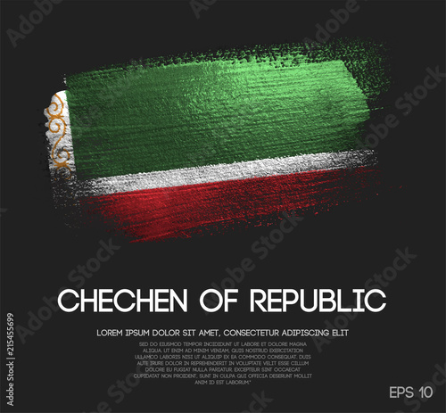 Chechen Republic Flag Made of Glitter Sparkle Brush Paint Vector