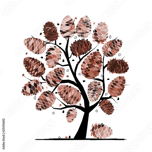 Cedar cone background, sketch for your design