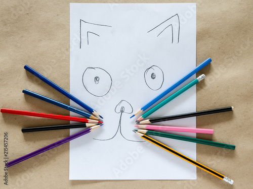 children's funny drawing of cat