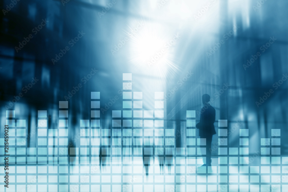 Financial chart on blurred skyscraper office background. Financial chart on blurred skyscraper office background.