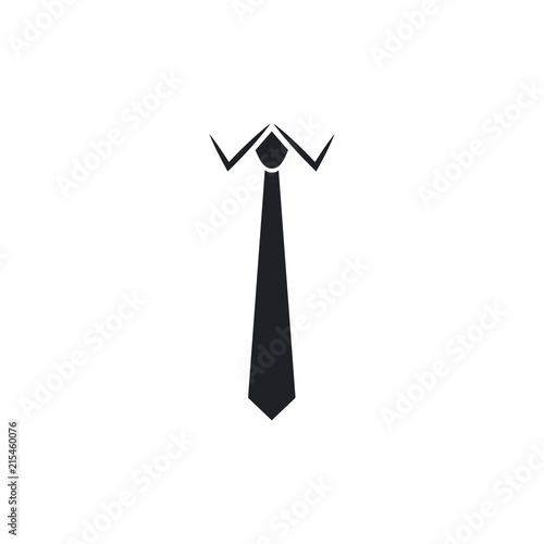 Tie black flat icon on white background. Necktie and neck cloth symbol. Vector illustration.