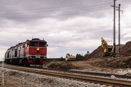 Cargo trains on the railway on the Baikal area of the Amur Railway