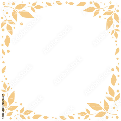 White background decorated with orange leaves and dots in form of circle with texture for decoration, scrapbooking paper, wedding invitation, greeting card, text, frame, family tree, cover
