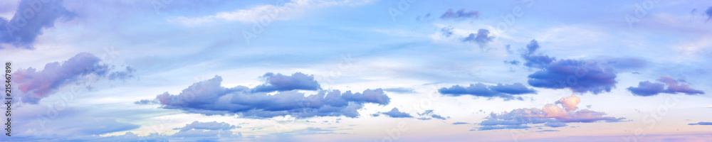 Vibrant panorama sky on twilight time. Beautiful cirrus cloud. Panoramic image