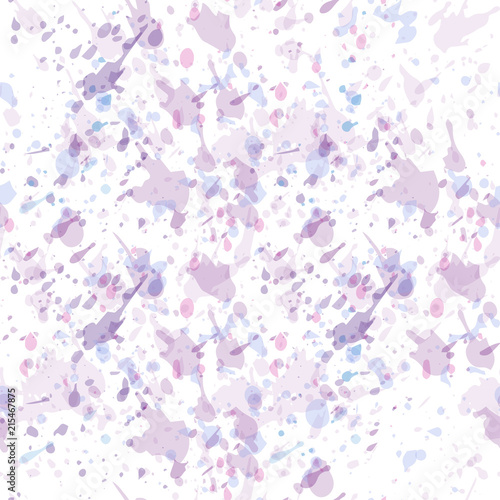 Watercolor seamless pattern with paint splashes in pastel colors. Abstract vector illustration. Creative spotted backdrop.