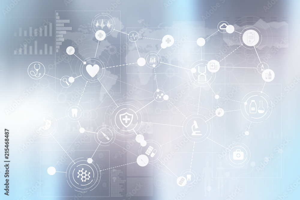 Medical doctor working with modern computer virtual screen interface. Medicine technology and healthcare concept. Medical doctor working with modern computer virtual screen interface. Medicine technology and healthcare concept.