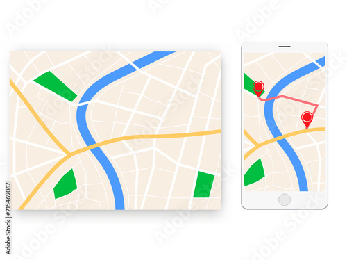 mobile map navigator with streets and city