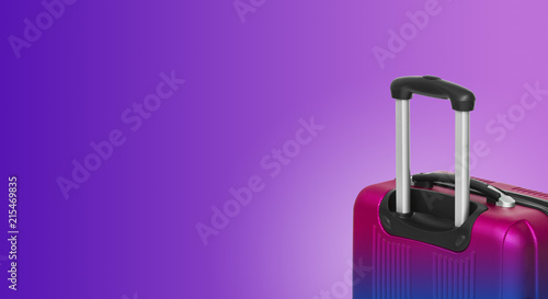 Colorful horizontal banner with suitcase and copyspace. Travelling concept.