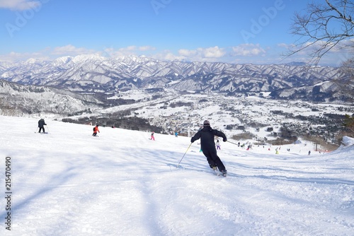 Panoramic ski at hakuba happo in Nagano Japan with blue sky