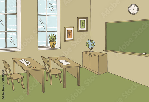 Classroom graphic color school interior sketch illustration vector
