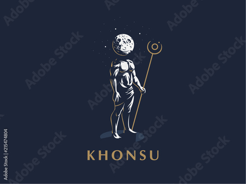 The Egyptian god Khonsu. Vector emblem.