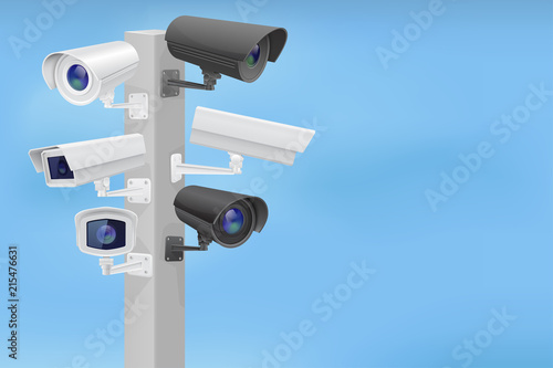 Security cctv cameras set. Traffic supervision