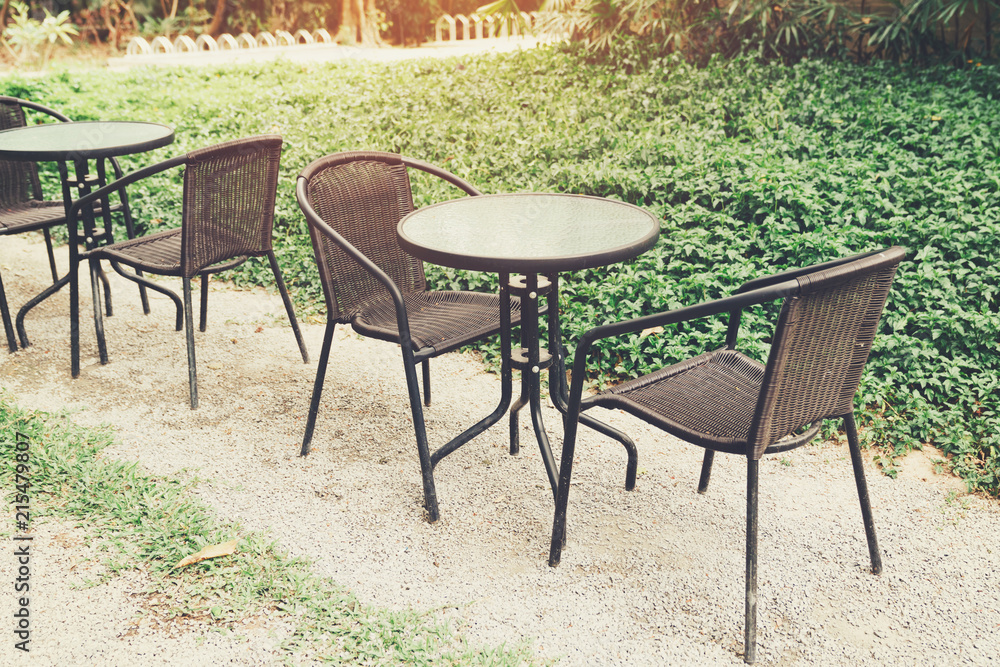 chair in garden park and vintage style.