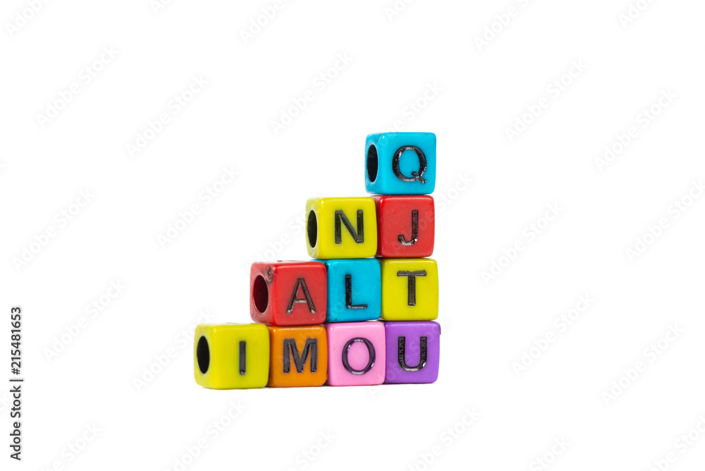Pile of letter bead or beads with alphabet on white background. Pile of letter bead or beads with alphabet on white background.
