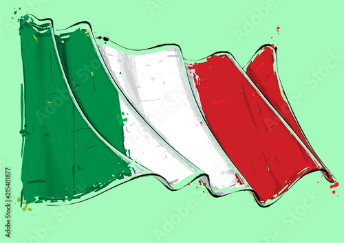Italian Artistic Brush Stroke Waving Flag