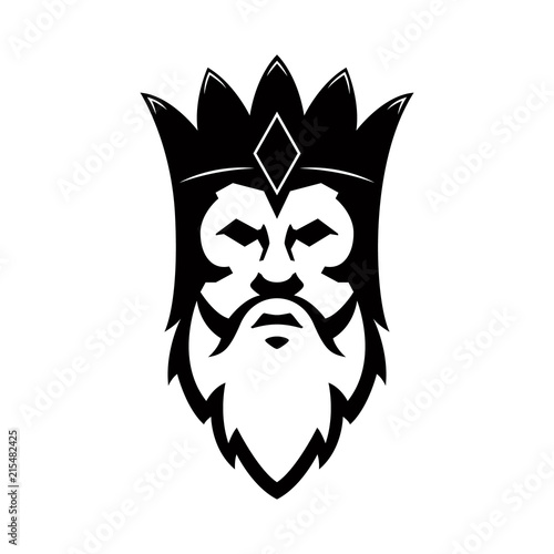 Bearded king icon. Design element for sign, badge, t shirt, poster.