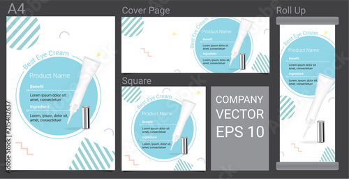 Product Description Advertising Template Happy Banner With Skincare Tube on Pastel Color Pop Art Style Background Illustration