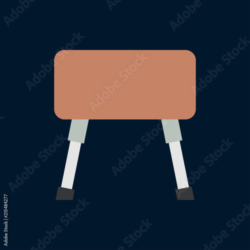 Vector color icon gymnast vaulting horse. Sport equipment, success symbol. Athletic competition activity. Championship sporting jump. Retro style illustration and element for design wallpaper.