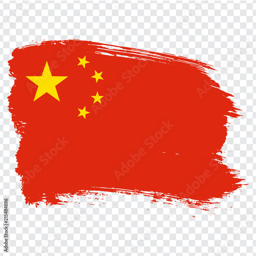 Flag of People's Republic of China, brush stroke background. Flag of China on transparent background. Stock vector. Vector illustration EPS10.