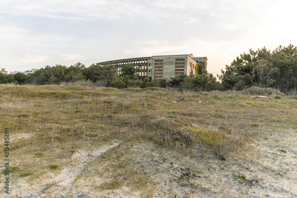 Italy, Cervia, abandoned structure, an old colony of 1940s, used in the past as summer home for children Italy, Cervia, abandoned structure, an old colony of 1940s, used in the past as summer home for children
