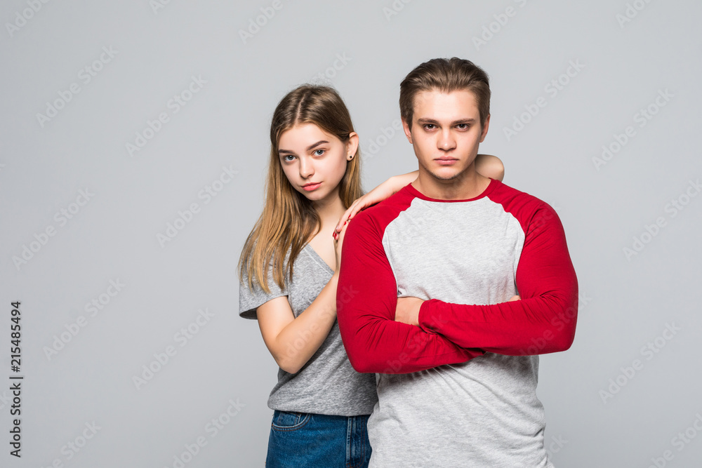 Portrait of two cute teen couples isolated on white background Portrait of two cute teen couples isolated on white background